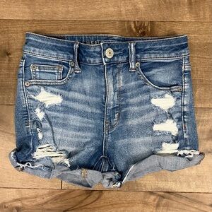 American Eagle Jean Shorts Women’s Size 2 Hi-Rise Shortie Distressed Stretch